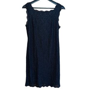 Adrianna Papell Mini‎ Sheath Dress Size 8P Black Lace Lined Sleeveless Tank